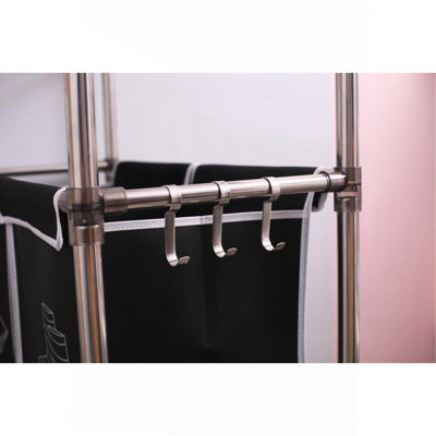 Laundry Hamper 3 Tier Laundry Sorter With 4 Removable Bags For Organizing Clothes, Laundry, Lights, Darks ,Three Hooks
