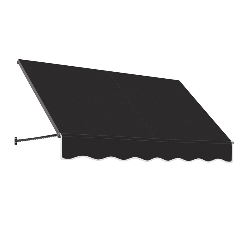 Awntech Santa Fe Acrylic Fabric Fixed Awning with Iron Rope Arms, Black, 44" H x 88.5" W x 36" D