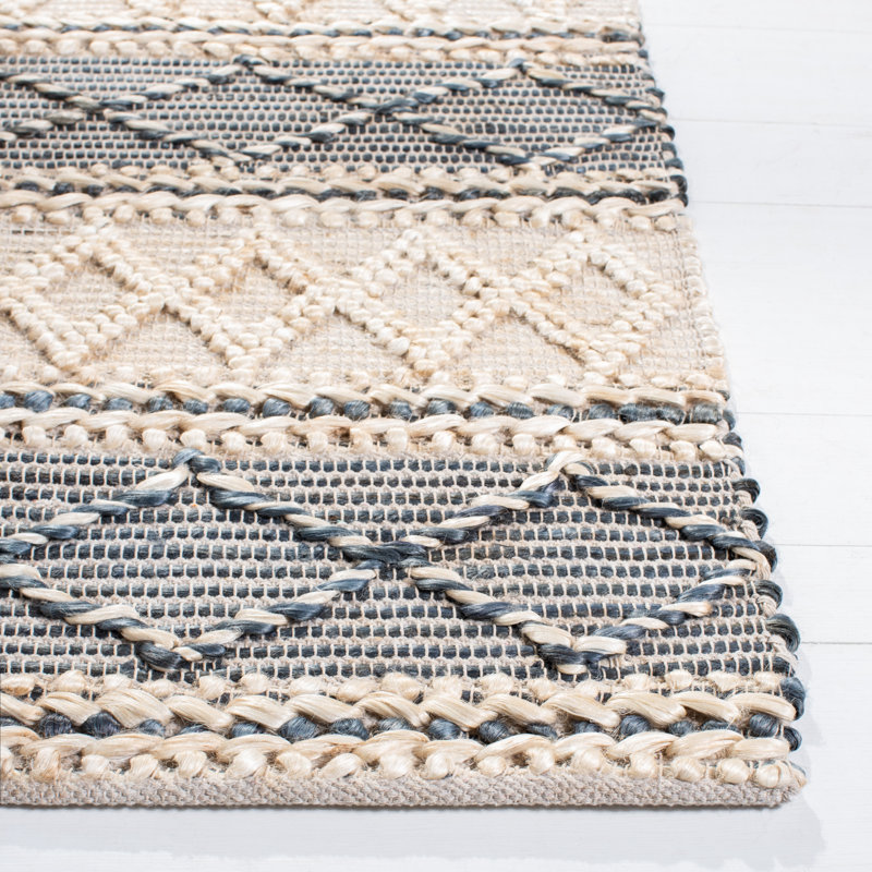 Clairvaux Natural Fiber Flat Weave Jute/Cotton Geometric Rug in Natural/Gray, Square 6'