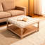 Table basse avec repose-pieds capitonné en lin 33 pouces avec tablette de rangement et pieds solides pour le salon, le bureau et la chambre à coucher