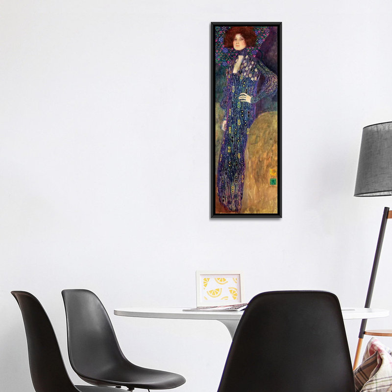 "emilie floege, 1902" par gustav klimt,, impression sur toile, H 36 po x l 12 po x P 1,5 po, Cadre noir