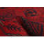 Tapis rouge en laine noué à la main de conception unique 4 pi 11 po x 6 pi 5 po One Age