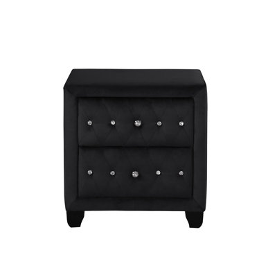 Table de chevet contemporaine en bois avec deux grands espaces de rangement en noir 2 table de chevet au design élégant pour chambre à coucher fonctionnelle