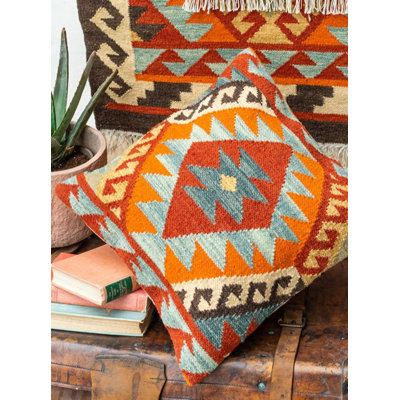Crawfordville Geometric Orange Sqaure Cushion Cover