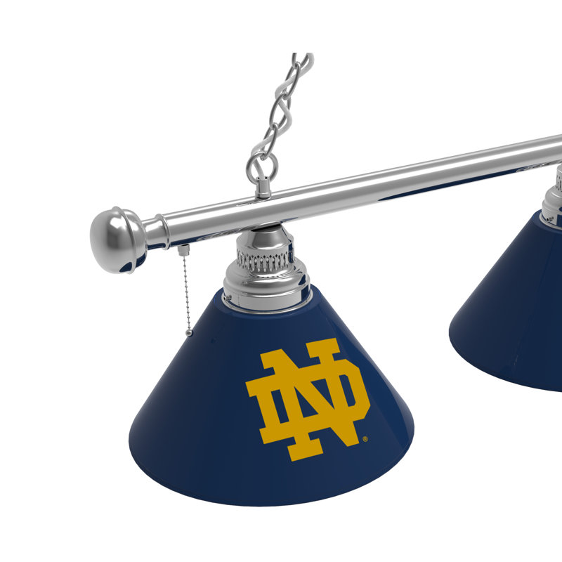 3 - Light Pool Table Lights Pendant, Chrome, Notre Dame Fighting Irish (ND)