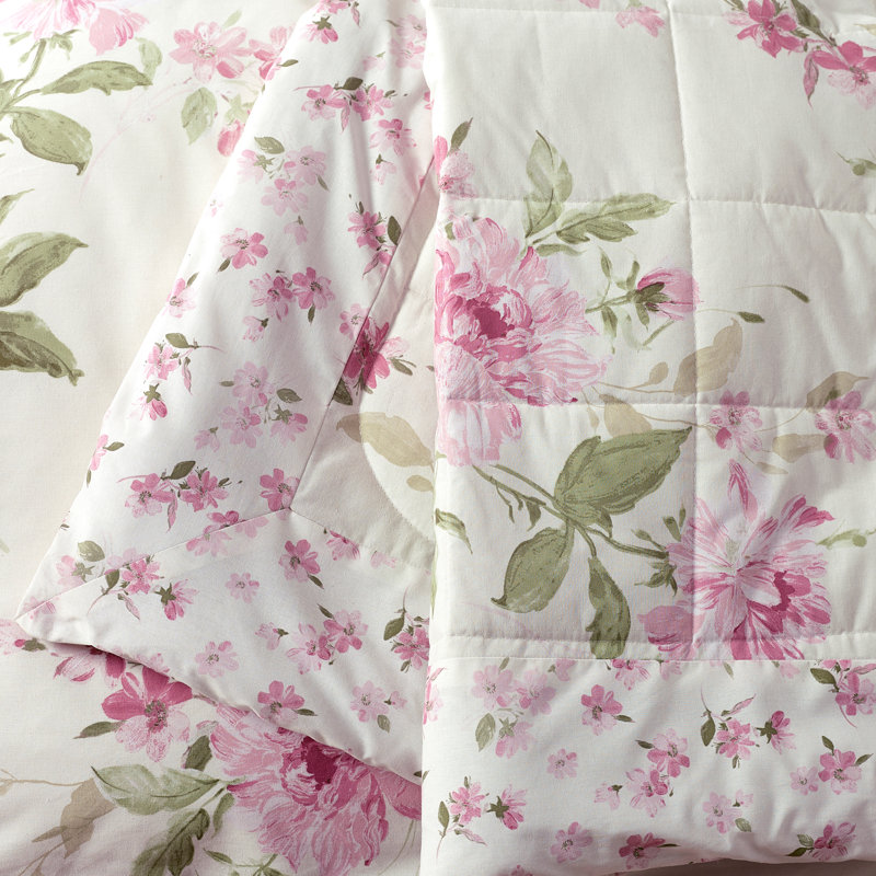 Avebury Floral Reversible Quilted Bedspread, Cream
