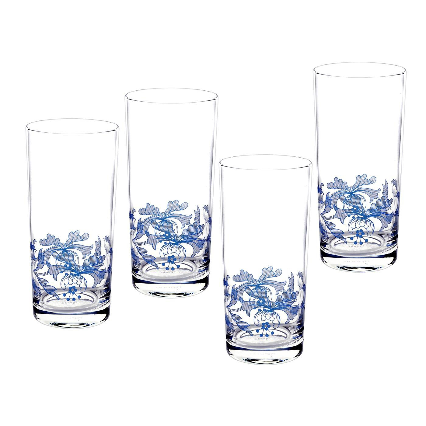 Blue Italian 19oz Stemless Glasses Set of 4