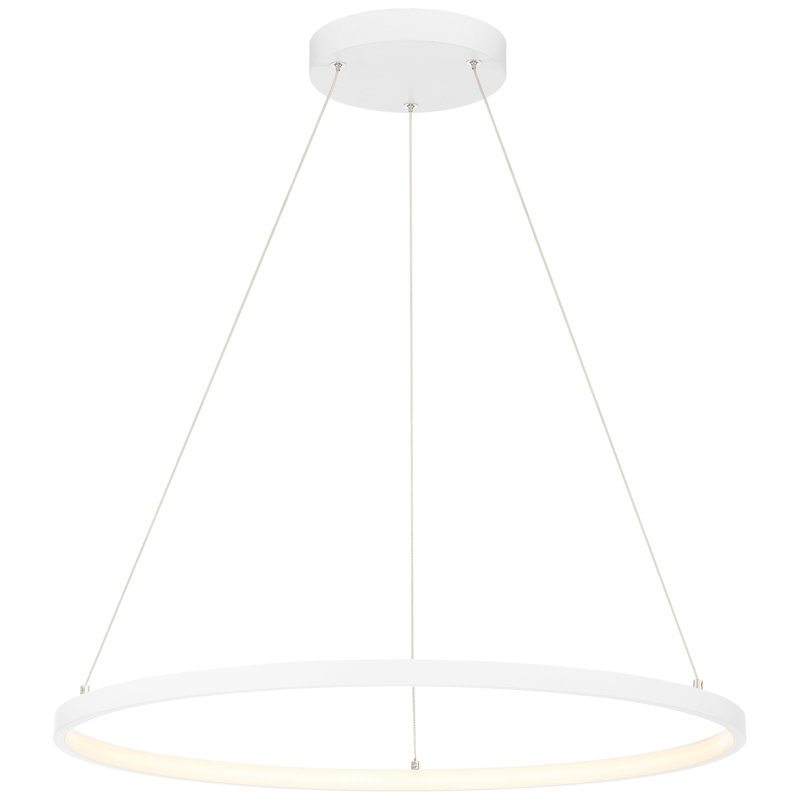 Boyu 1 - Light LED Unique/Statement Pendant, Matte White, 0.75" H x 23.5" W x 23.5" D