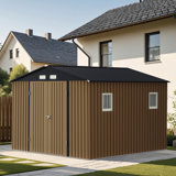 10X12 FT Outdoor Metal Storage Shed with Windows