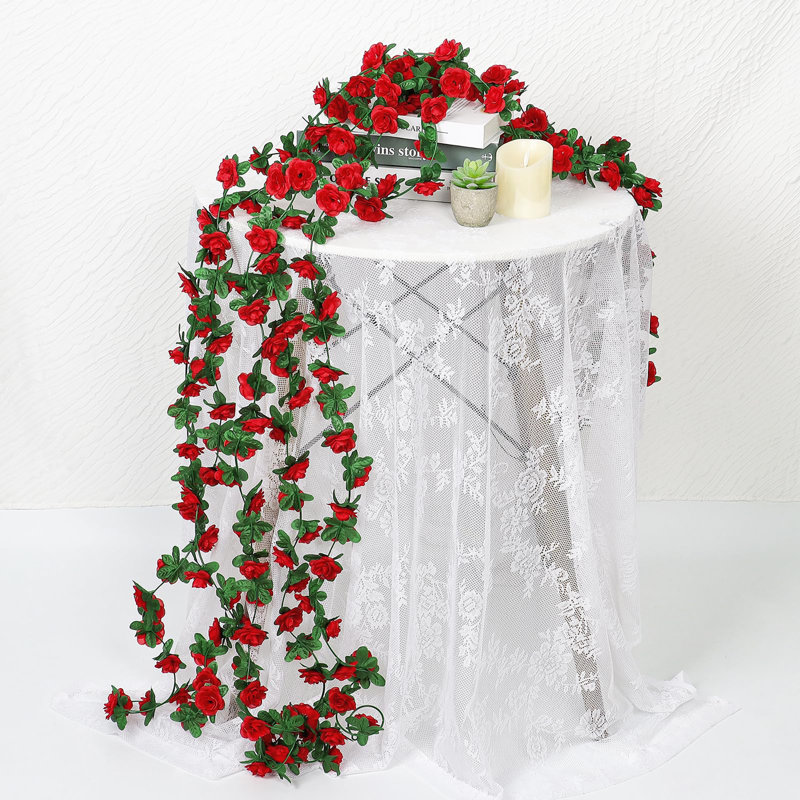 Paquet de 9 guirlandes de fleurs artificielles, Rouge