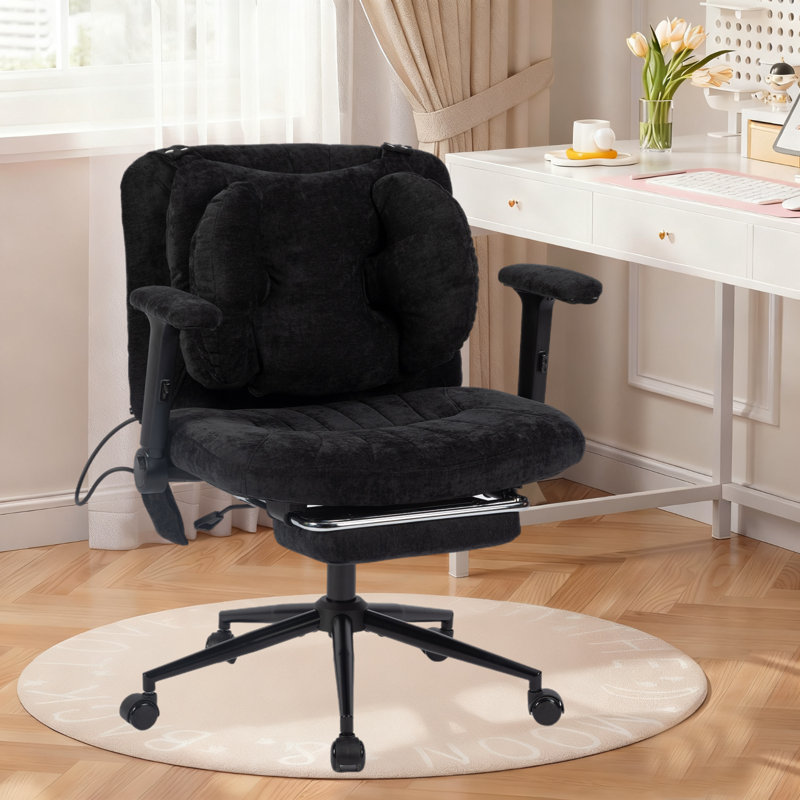 Modern Cross Legged Office Chair With Adjustable Lumbar And Armrests, Black