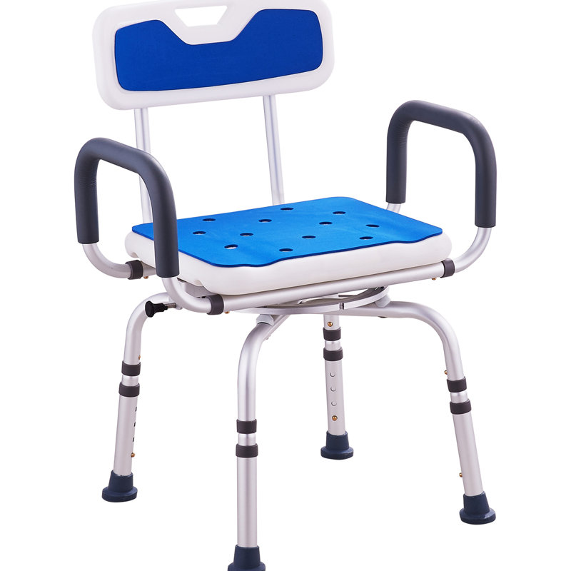 Siège de douche rotatif à hauteur réglable avec capacité de 400 lb et séchage rapide confortable pour fauteuil pivotant pour personnes à mobilité réduite