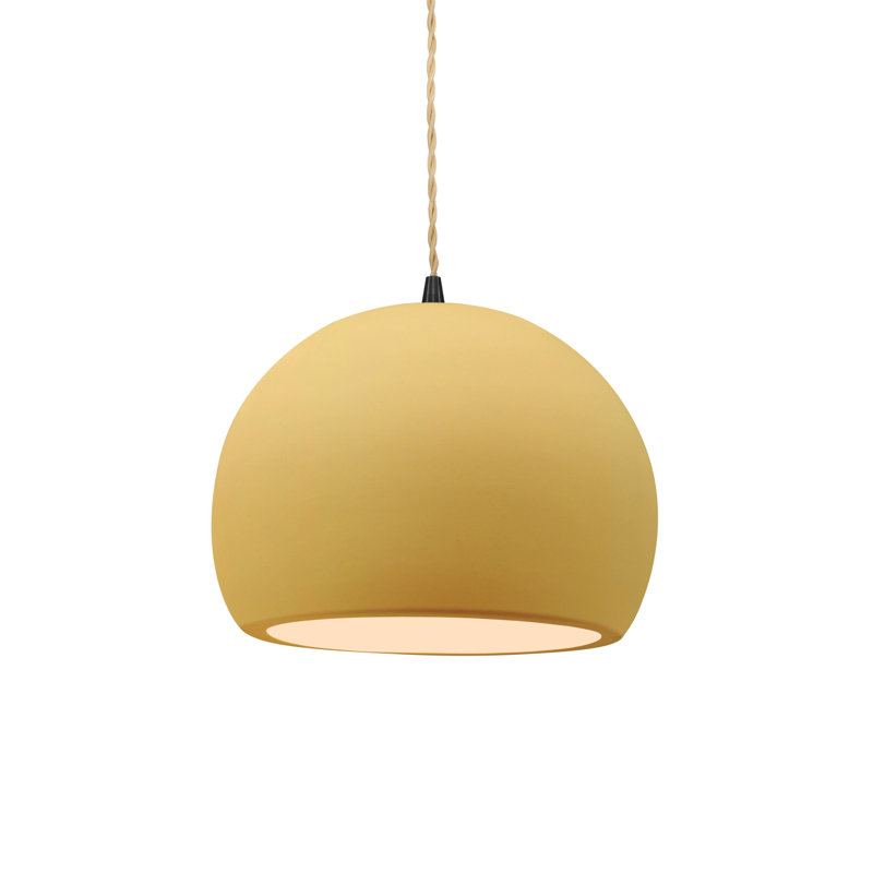 Luminaire suspendu à 1 lumière Aschwin, H 6 po x l 7 po x P 7 po, Jaune pâle / beige, Matte Black