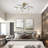 8-Light Mid-Century Modern Semi-Flush Ceiling Light
