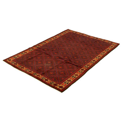 Tapis décoratif en laine brun foncé de conception unique 5 pi 9 po X 8 pi 8 po noué à la main 1980S