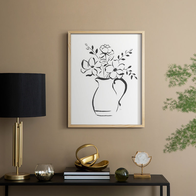 Reproduction d'art encadrée Squety Bouquet II - bois massif, H 21 po x l 17 po