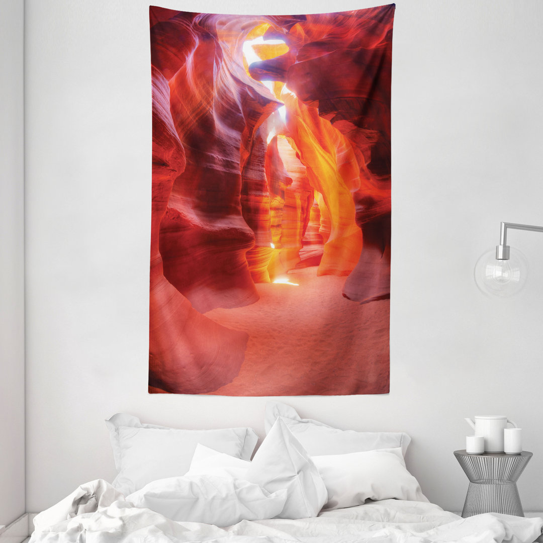 Wandteppich, Sunbeam Antelope Canyon, Vereinigte Staaten von Amerika, Orange Coral Red