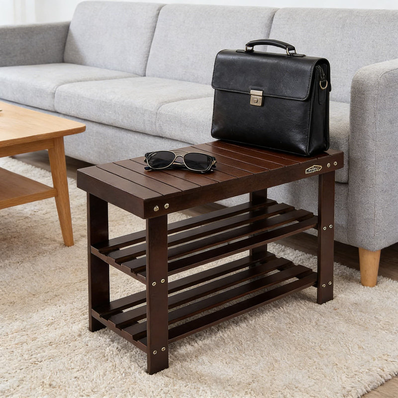 Étagère à chaussures en bambou avec tablettes de rangement, organisateur de hall d'entrée à 3 niveaux et casier à chaussures, siège de banc robuste pour le couloir, le salon ou la salle de bain
