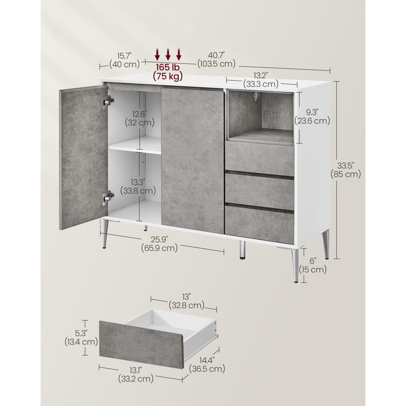 Rufford 103.5cm Sideboard, Grey