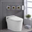 Combinaison de bidet de toilette intelligente avec couvercle / siège ouvert avec capteur de pied, affichage à DEL, buse autonettoyante, siège chauffant, veilleuse, commande à bouton, fermeture douce, chasse automatique, avec télécommande