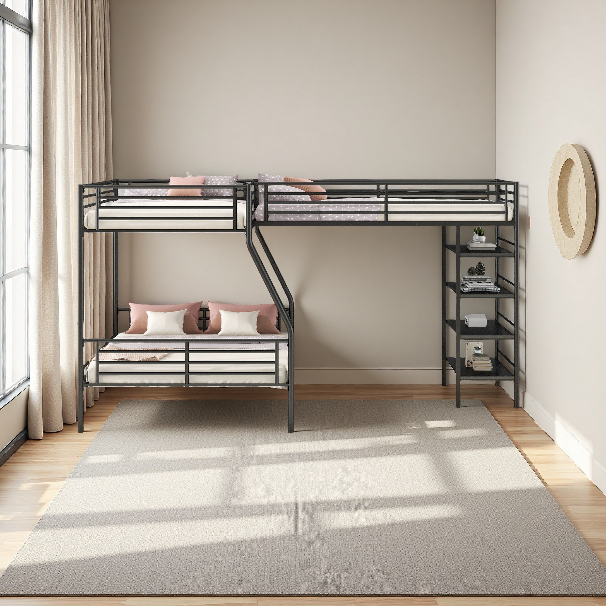 Isabelle & Max™ L-Shaped Metal Twin Over Full Bunk Bed | Wayfair