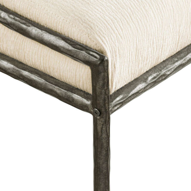 Chaise d'appoint rembourrée Bastille, Tissu chenille crème, Noir antique