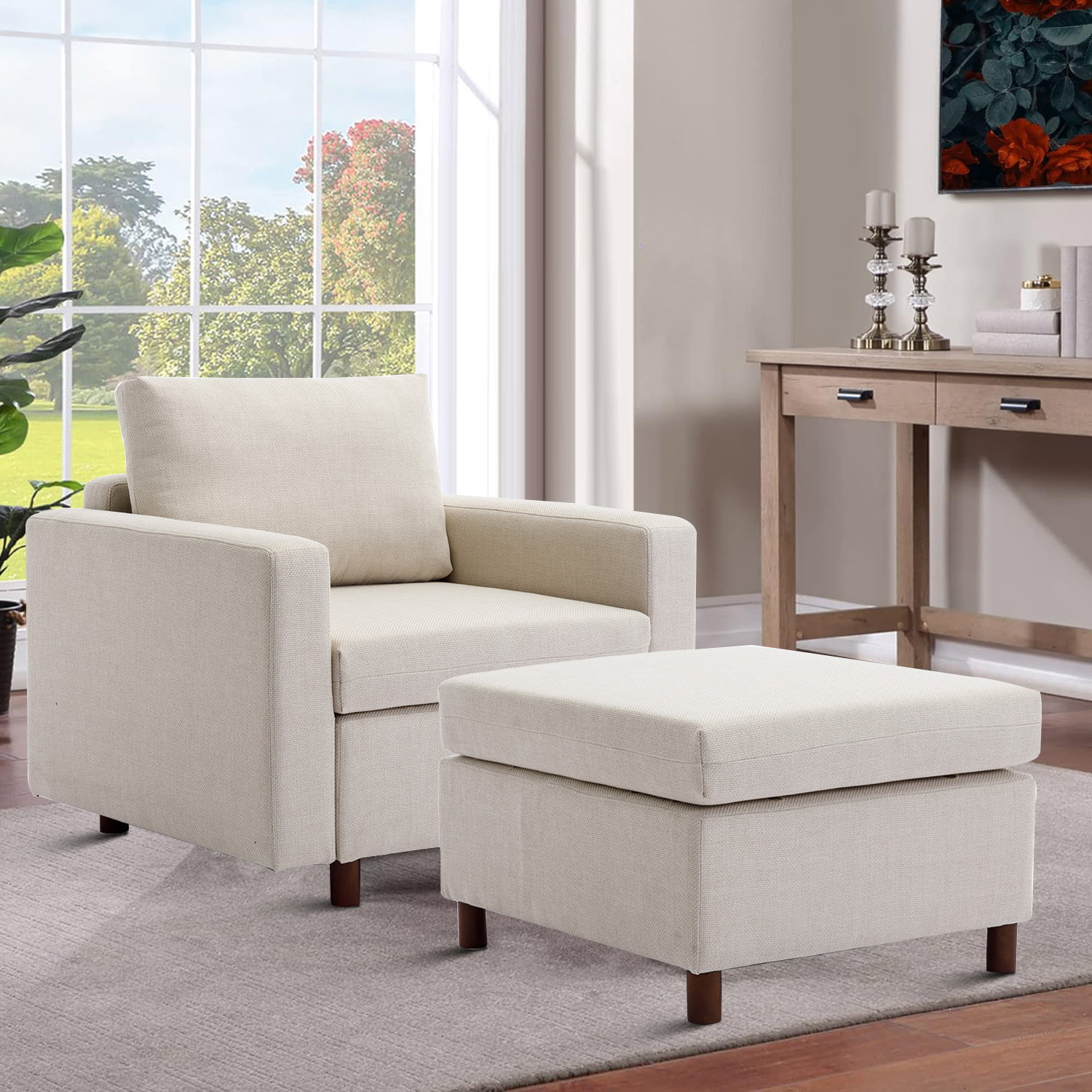 Wayfair armchair with outlet ottoman