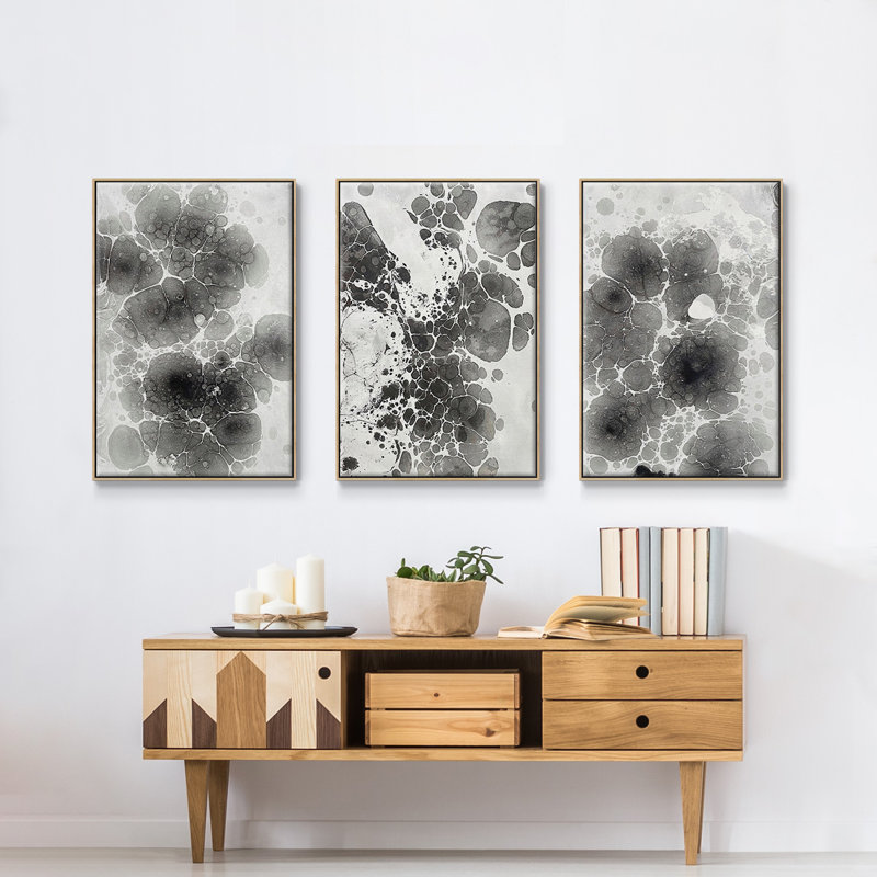 " Marbling I " 3 - Pieces, Naturel, H 40 po x l 90 po x P 2 po