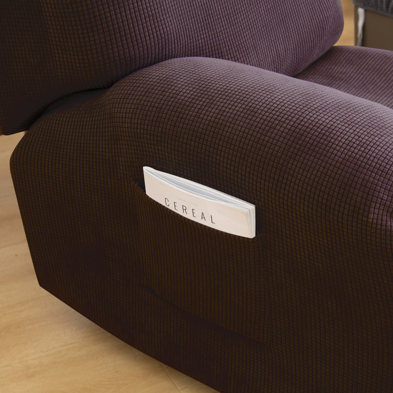 Housse pour fauteuil inclinable à coussins carrés/rectangulaires, Mélange de polyester brun