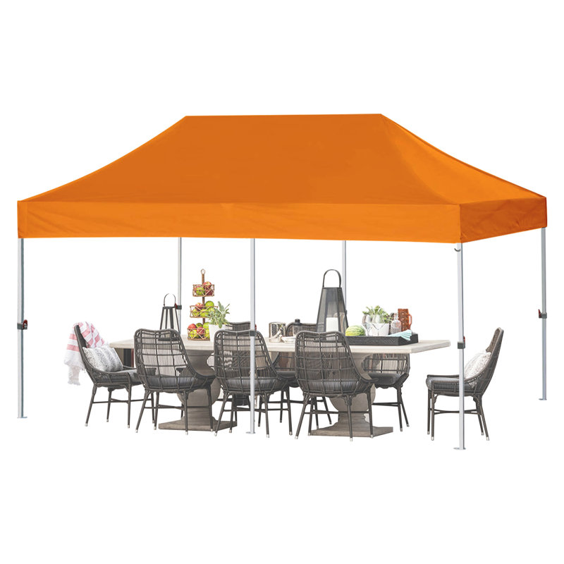 Amaziyah 96'' W x 96'' D Steel Pop-Up Canopy, Orange, 10ft x 20ft