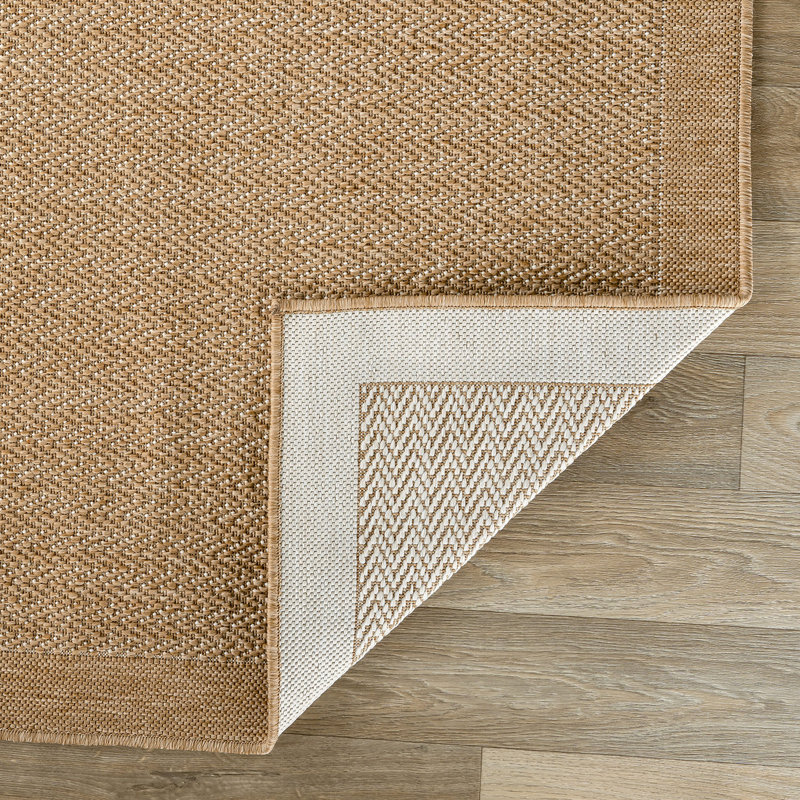 Contemporary Bordered Weather Resistant Reversible Indoor/Outdoor Area Rug, Runner 2' x 7'