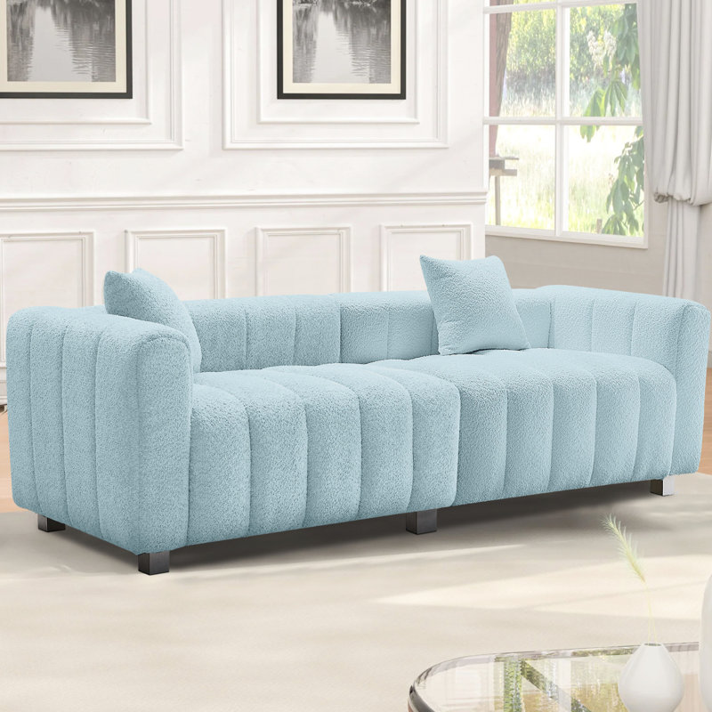 Canapé 83,46 po à 3 places en velours, canapé rembourré avec pieds et coussins en métal pour la vie à la maison, adaptations modulaires variées, soutien ergonomique relaxant, esthétique moderne, espace