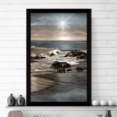 «Blue Sea Sunset II», reproduction d'impression encadrée