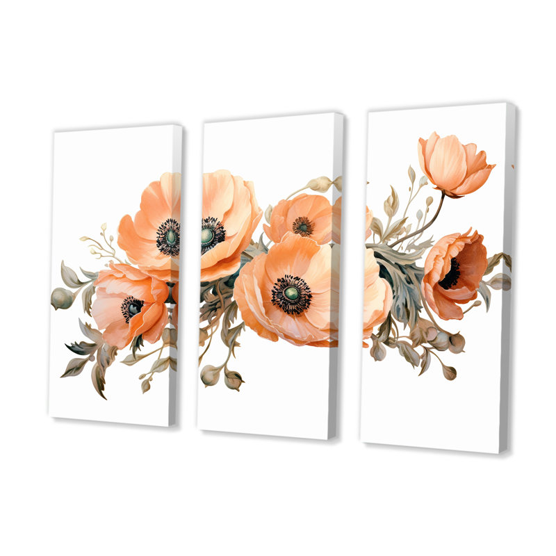 «Euphoria Peach Flowers On Branch - Storms», ensemble d'art sur toile, H 40 po x l 60 po x P 1 po