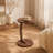 C-Shaped End Table with Walnut Wood Grain Finish