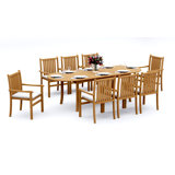 9 Pcs Grade-A Teak Wood Dining Set: 94" Double Extension Oval Table And 8 Cahyo Stacking Arm Chairs #11CH2208