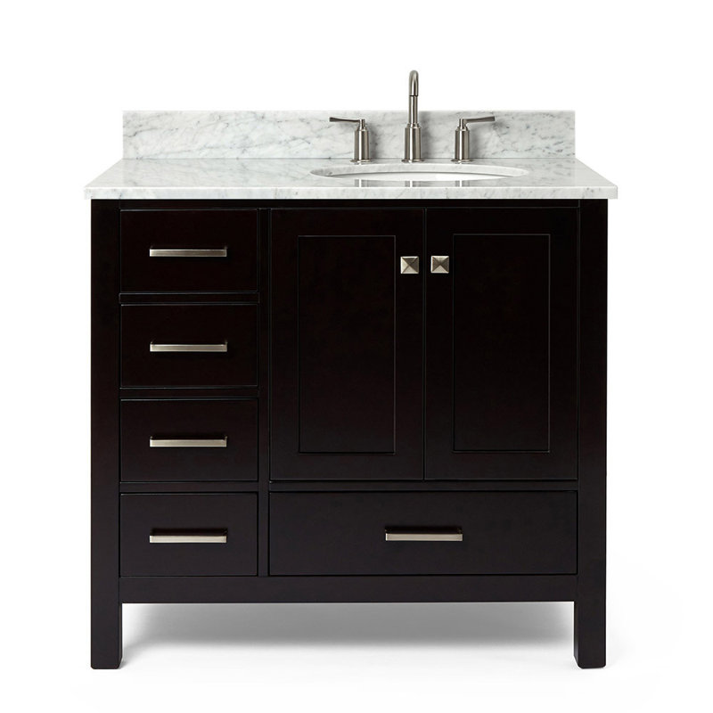 Flynt 37'' Single Bathroom Vanity with Carrara Marble Top, Espresso