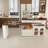 Kitchen Island with Extendable & Rotating Table, MDF with Walnut Veneer Retro Design, 4 Drawers & Glass Door Cabinets with Built-in Socket, Expandable Dining Station for 2-4 Person