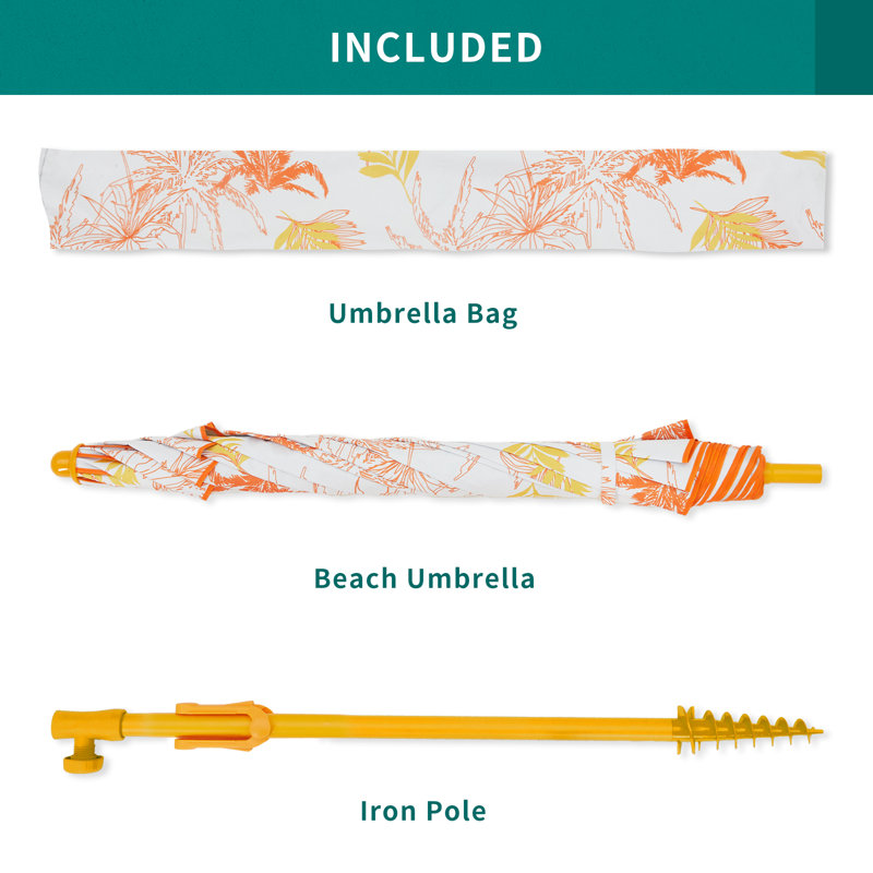 Parasol de plage 5 pi 4 po Moncher, Orange