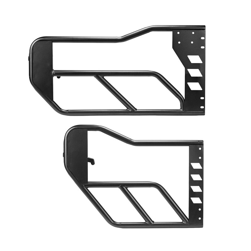 Portes tubulaires noires en acier pour 4 portes Jeep Wrangler JK Illimité (2007-2018)