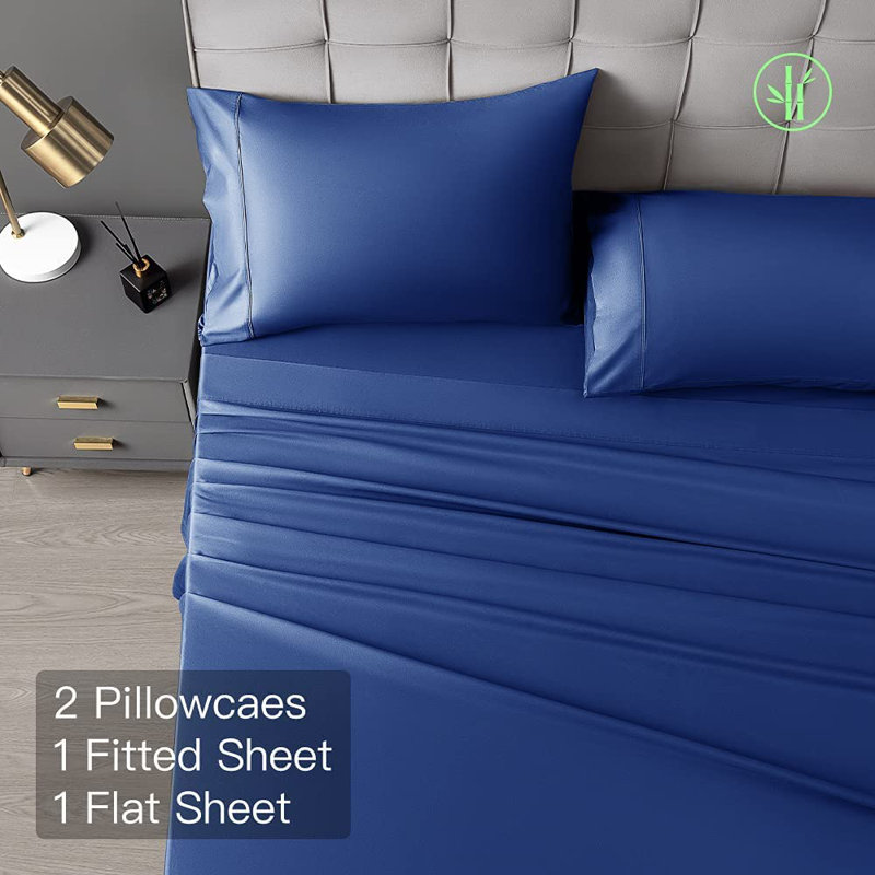 Andrick Silk Sheet Set, Navy Blue