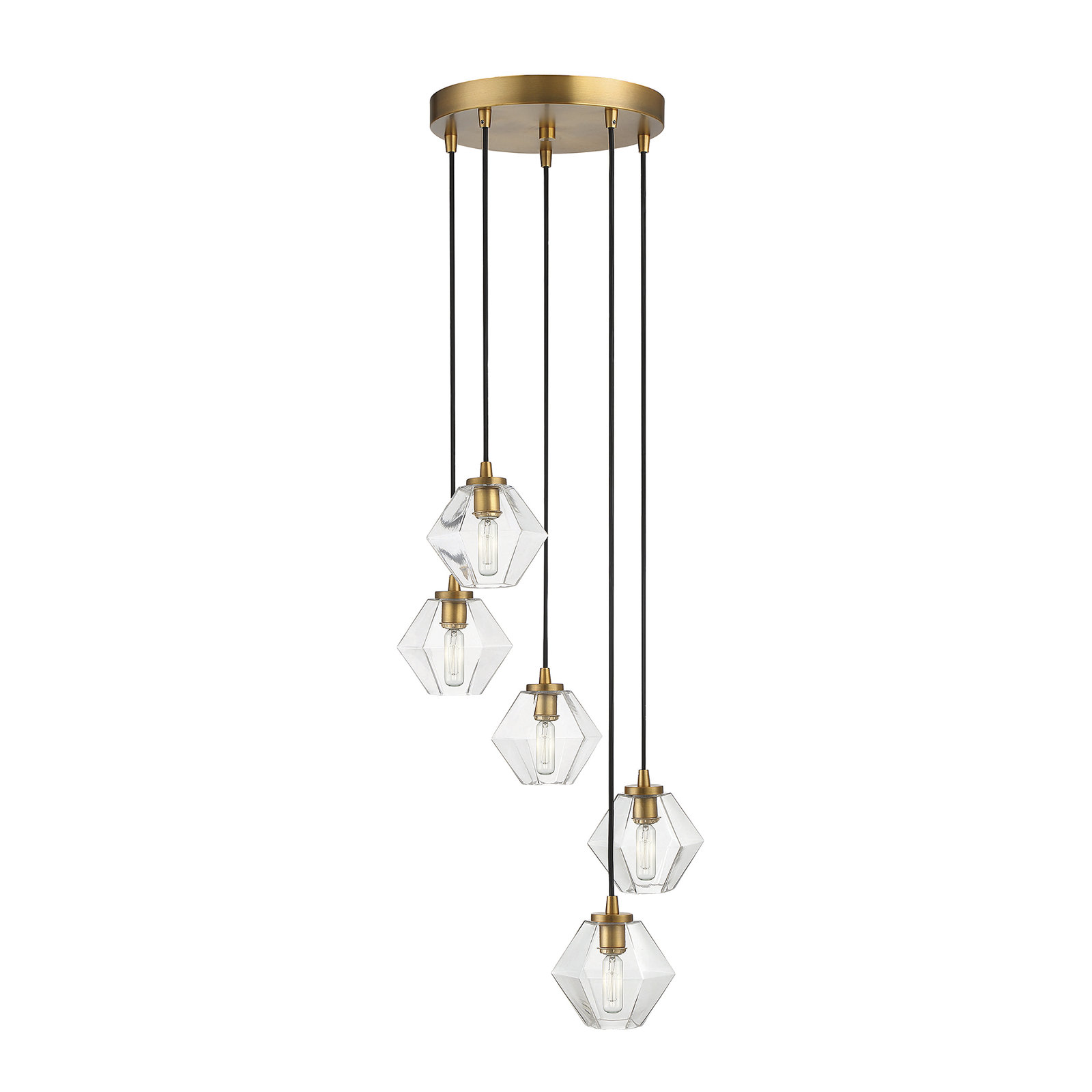 Marseille 5-Light Chandelier, Natural Brass, Transparent