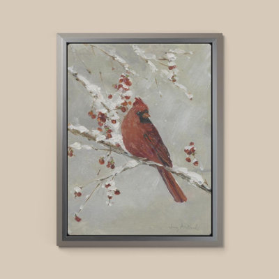 «Cardinal on Snowy Branch I» par Sally Swatland - impression sur toile