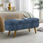 Banc de rangement repose-pieds ovale, pieds en bois d'hévéa, gris (43,5 po x 16 po x 16 po) bleu foncé-767163773