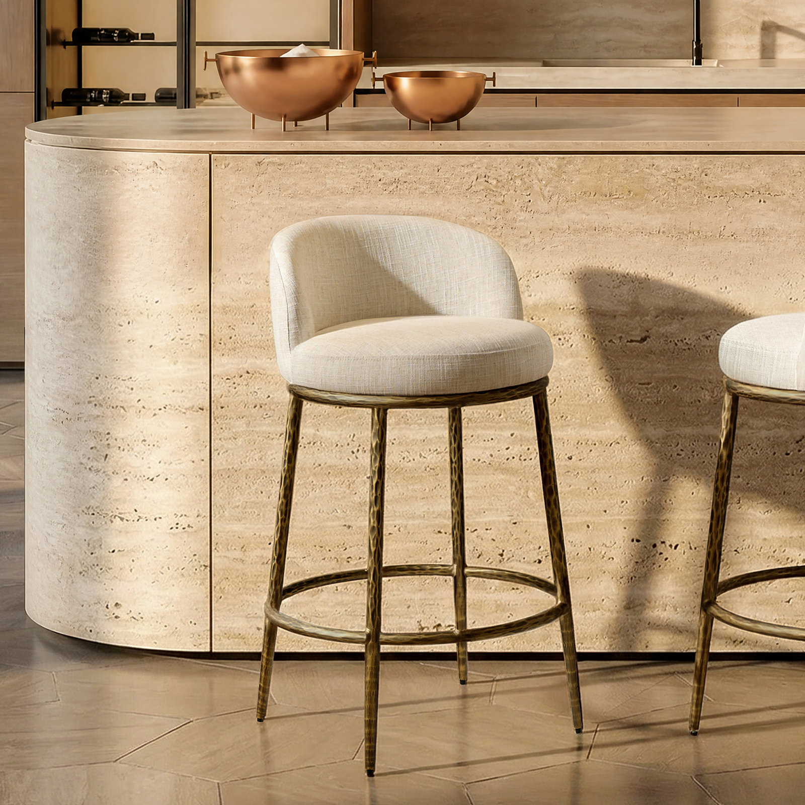Gelder 26.5 " Bar Stool, Gold Hammered