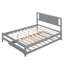 Lit plateforme double avec lit gigogne réglable, rangement sous le lit gris, sans sommier-789818105