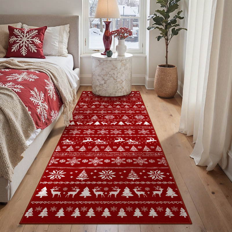 Chamora Machine Washable Indoor/Outdoor Christmas Area Rug, Rectangle 4' x 6'