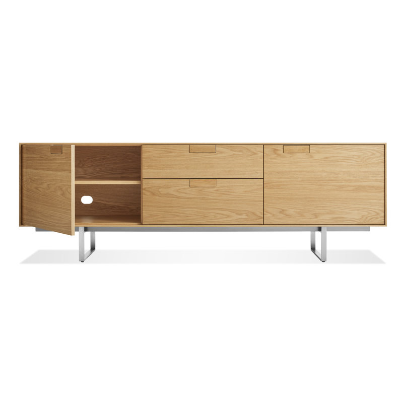 Series 11 Media Console, White Oak/Stainless Steel