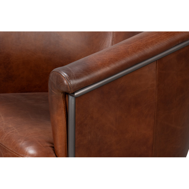 Nagel Upholstered Armchair, Brown Genuine Leather