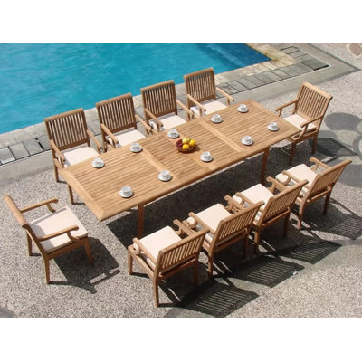 Ensemble repas 11 pièces teck luxueux Mayna